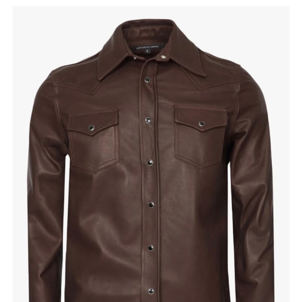 Coût de la Liberté Brown Leather Western Shirt